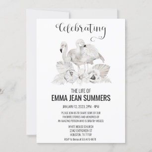 Feier des Lebens White Flamingo Boho Tropical Einladung