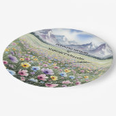 Feier des Lebens Wildblumen Berge Pappteller (Schrägansicht)