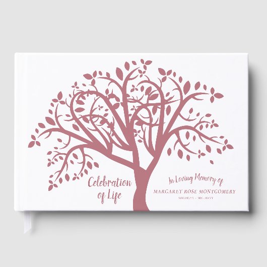 Feier des Lebensbaums Moderne rosa Schrift Gästebuch (Vorderseite)