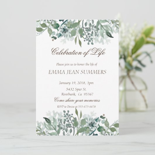 Feier des Lebensblattes Blätter Grüne Einladung (Stehend Vorderseite)