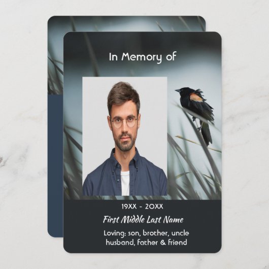 Feier des Lebensdienstes Roter Schwarzer Vogel Einladung (Vorne/Hinten)