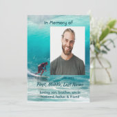 Feier des Lebensdienstes Wave Surfer Wasser Einladung (Stehend Vorderseite)