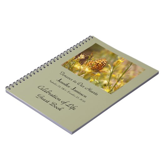 Feier des "Life Gast Book", Gelbe Schmetterling Notizblock (Linke Seite)