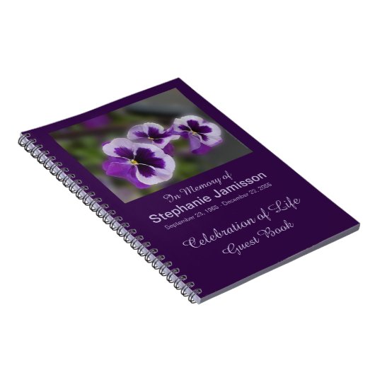 Feier des Life Gast Book, Purple Flowers Notizblock (Rechte Seite)