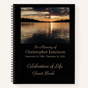 Feier des Life Guest Book, Sunset am Lake Notizblock