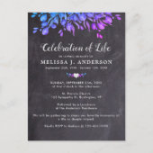 Feier des Lila Eukalyptus-Schiefers Einladungspostkarte (Vorderseite)