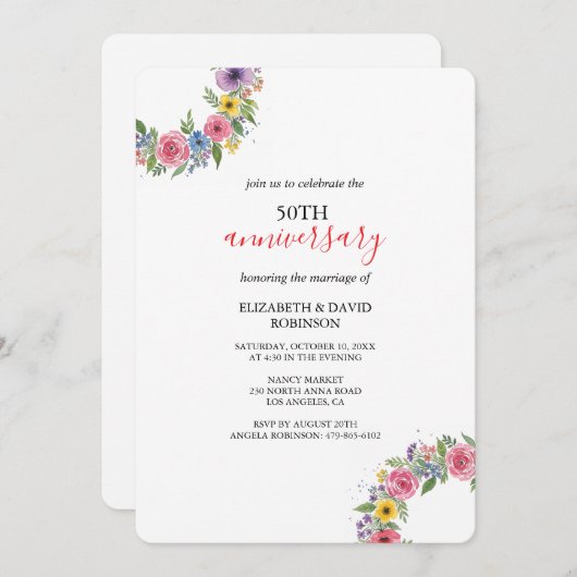 Feier einzigartig 50. Jubiläum Hochzeit Einladung (Vorne/Hinten)