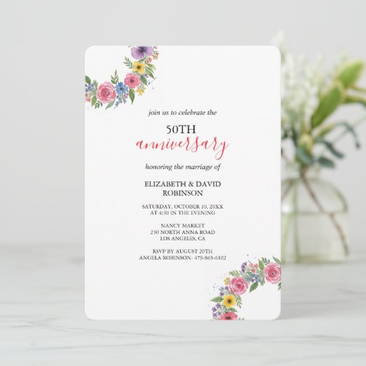 Feier einzigartig 50. Jubiläum Hochzeit Einladung (Stehend Vorderseite)