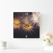 Feier-Feuerwerk Quadratische Wanduhr (Zuhause)