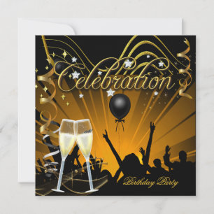 Feier Gold Champagner Geburtstag Tanzparty Einladung