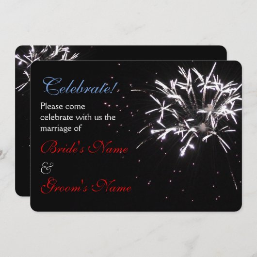 Feier Hochzeit rot/weiß/blau 2 Einladung (Vorne/Hinten)