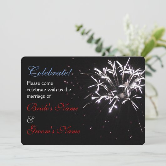 Feier Hochzeit rot/weiß/blau 2 Einladung (Stehend Vorderseite)