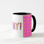 Feier I Yay I Grateful - Dots Pink Yellow Tasse (VorderseiteRechts)