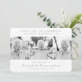 Feier ihres Lebens Moderne einfache drei Fotos Dankeskarte (Stehend Vorderseite)