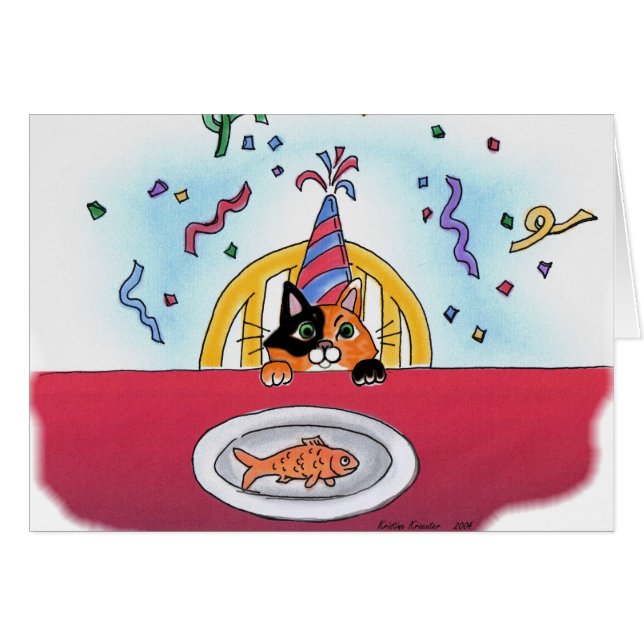 Feier-Katzen-Karte (Kaliko) (Vorderseite (Horizontal))