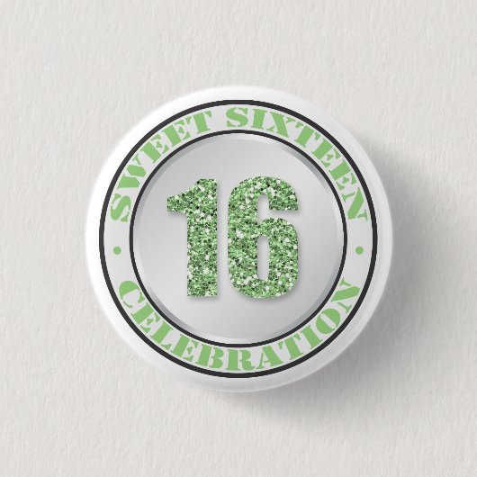 Feier-Knöpfe des Glitzer-grüne Bonbon-16 Button (Vorderseite)
