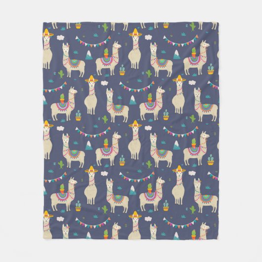 Feier-Lama-Muster Fleecedecke (Vorderseite)