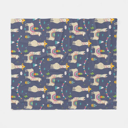 Feier-Lama-Muster Fleecedecke (Vorderseite (Horizontal))