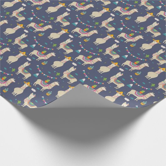 Feier-Lama-Muster Geschenkpapier (Ecke)