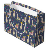 Feier-Lama-Muster Große Geschenktüte (Rückseite Schrägansicht)