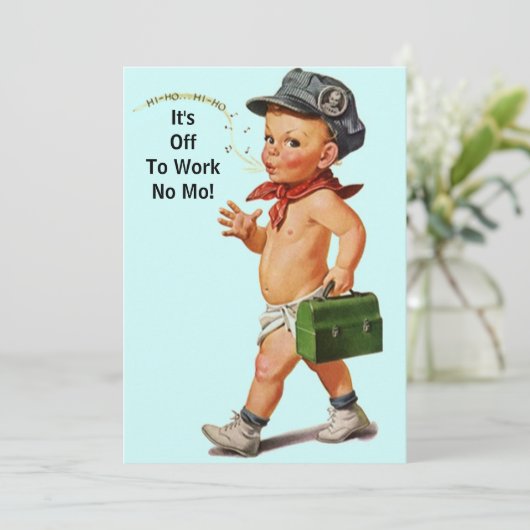 Feier mit Fun Retro-Rente-Party Einladung (Stehend Vorderseite)