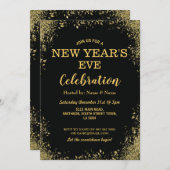 Feier-Party-Schwarz-Gold des Sylvesterabends Einladung (Vorne/Hinten)