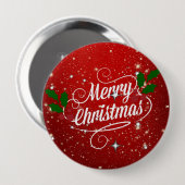 Feier Rot, Frohe Weihnachten Button (Vorne & Hinten)