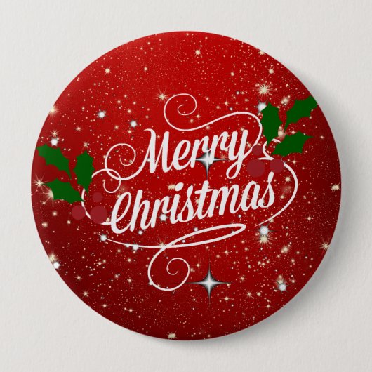 Feier Rot, Frohe Weihnachten Button (Vorderseite)