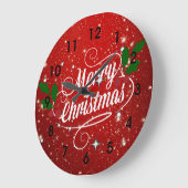 Feier Rot, Frohe Weihnachten Große Wanduhr (Winkel)