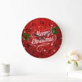 Feier Rot, Frohe Weihnachten Große Wanduhr (Zuhause)