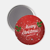 Feier Rot, Frohe Weihnachten Magnet (Vorderseite/Rückseite)