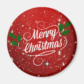 Feier Rot, Frohe Weihnachten Magnet (Vorne)