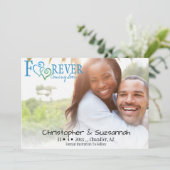 FEIER Save the Date Blue Green Linked Hearts Ankündigung (Stehend Vorderseite)