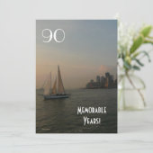 Feier/Segelboot 90 denkwürdige Jahr-/Geburtstag Einladung (Stehend Vorderseite)