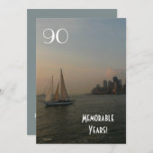 Feier/Segelboot 90 denkwürdige Jahr-/Geburtstag Einladung (Vorne/Hinten)
