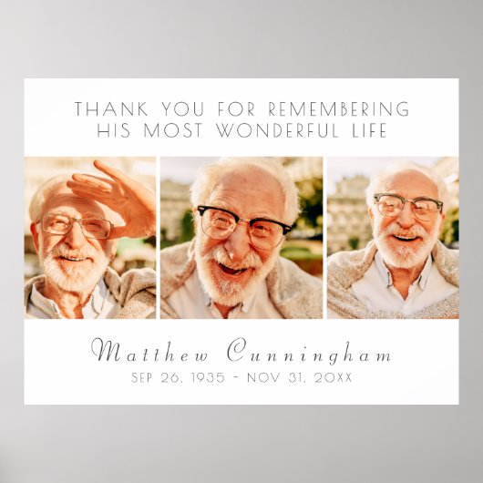 Feier seines Lebens Moderne einfache drei Fotos Poster (Vorne)