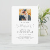 Feier seines Lebensdenkmals Modernes Foto Einladung (Stehend Vorderseite)