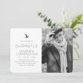 Feier seines Lebensdenkmals Modernes Foto Einladung (Stehend Vorderseite)