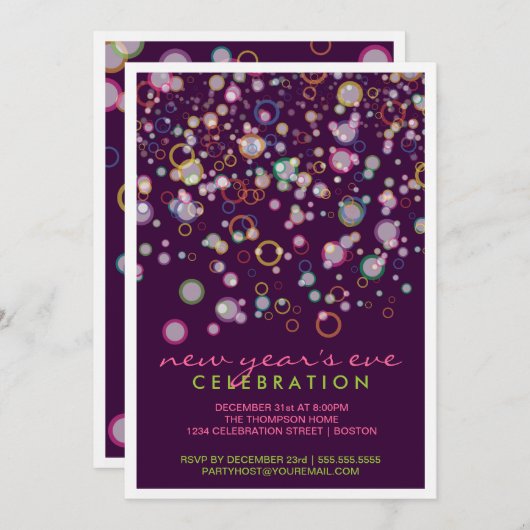 Feier sprudelt Party des Sylvesterabends Einladung (Vorne/Hinten)