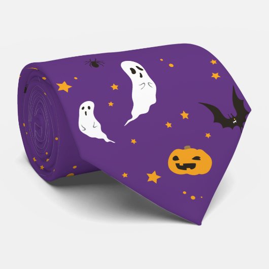 Feier-Straße - Halloween (lila) Krawatte (Gerollt)