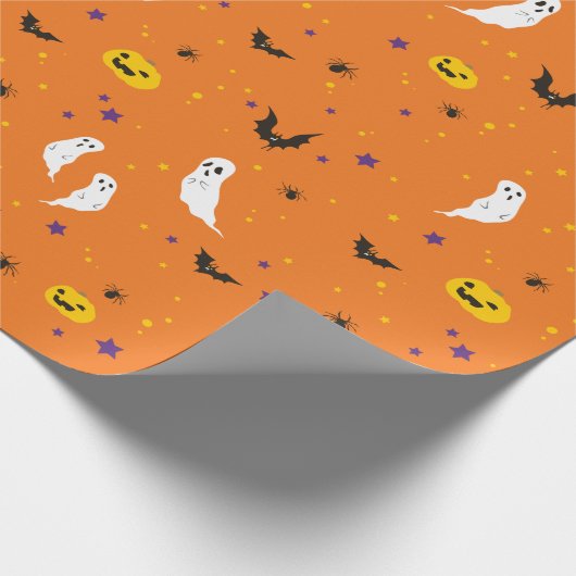 Feier-Straße - Halloween (orange) Geschenkpapier (Ecke)
