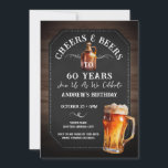 Feier und Biere 60. Geburtstagsparty Einladung<br><div class="desc">Biersorten und Biersorten zum Geburtstag. Einfach zu personalisieren. Alle Texte sind individuell einstellbar und lassen sich für Ihr eigenes Party leicht ändern. Khalkboard und rustikale Holz Hintergrundelemente. Fun Chalkboard Wirbel und Schnörkel. Tasse von Aquarellbier. Einladungen für ihn. Bar oder Hinterhof GRILLEN Geburtstagsdesign. Jedes Alter,  ändern Sie einfach den Text.</div>