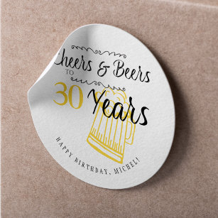 Feier und Biere bis 30 Jahre Typografie Geburtstag Runder Aufkleber