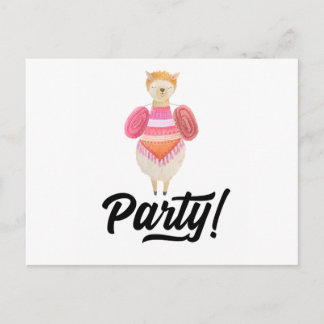 Feier! Wasserfarbe Llama Einladungspostkarte