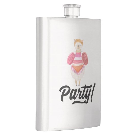 Feier! Wasserfarbe Llama Flachmann (Rechts)