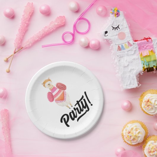 Feier! Wasserfarbe Llama Pappteller (Party)