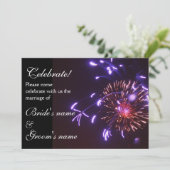 Feier Wedding lila Einladung (Stehend Vorderseite)