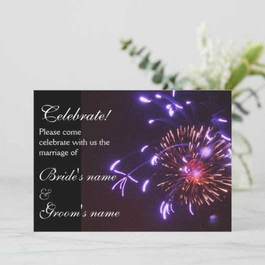 Feier Wedding lila Einladung (Stehend Vorderseite)