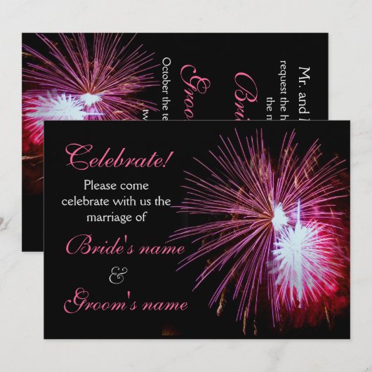 Feier-Wedding Rosa 2 Einladung (Vorne/Hinten)