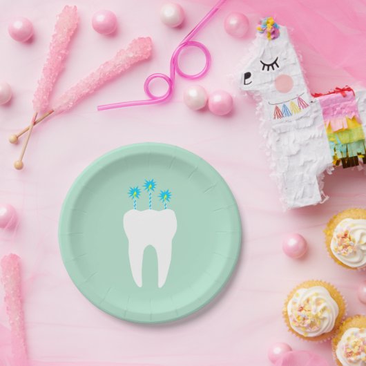 Feier-Zahn mit Kerzen Pappteller (Party)